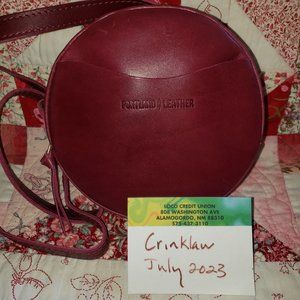 New Portland Leather Goods Small Circle Crossbody Purse/Bag-Boysenberry Retired!